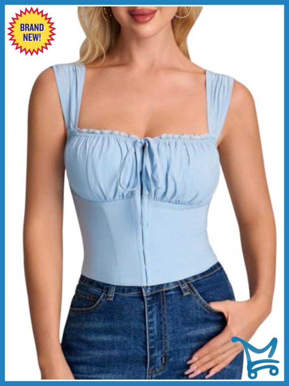 Lace Corset Top Square Neck Sleeveless Tie Y2k Club Party Crop